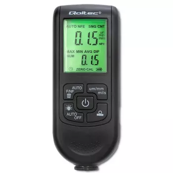 Medidor de espessura de verniz Qoltec com visor LCD | 0~2000 µm