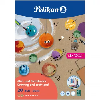 Bloco de desenho e trabalhos manuais Pelikan A4, 120 g/m², 20 folhas, natural, FSC (102360)