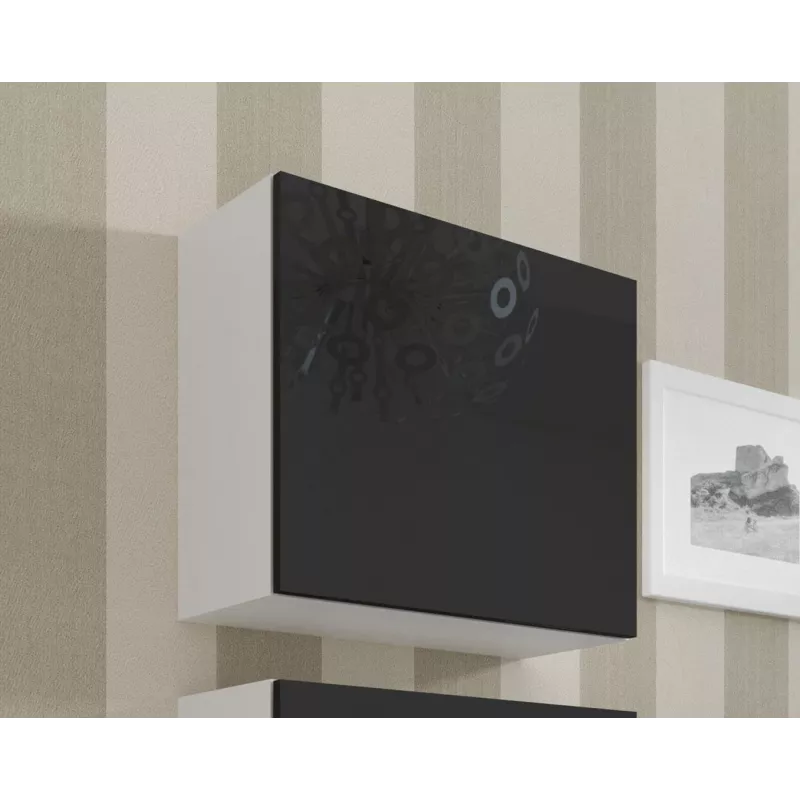 Conjunto de armários de sala Cama VIGO 22 branco/preto brilhante