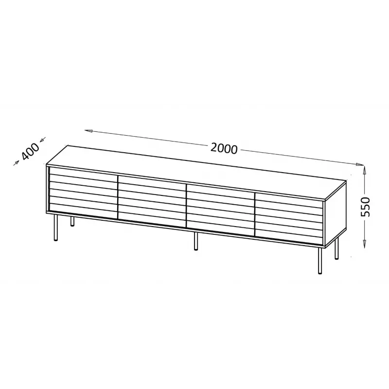 Móvel de TV Cama CORTINA 4D 200x40x55 preto