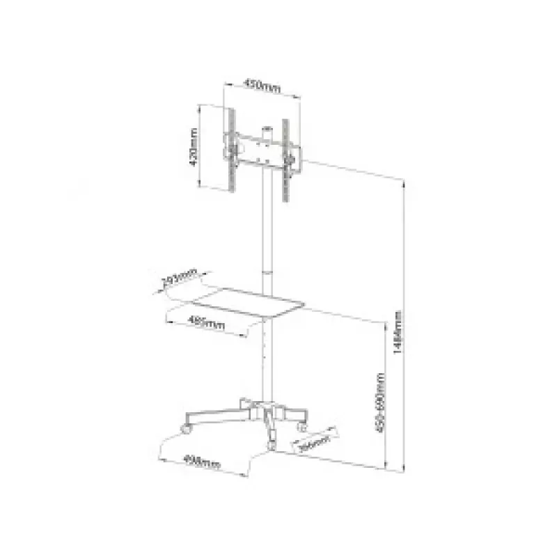 Mesa de TV/carrinho com rodas + puxador 23-55 25 kg S-09
