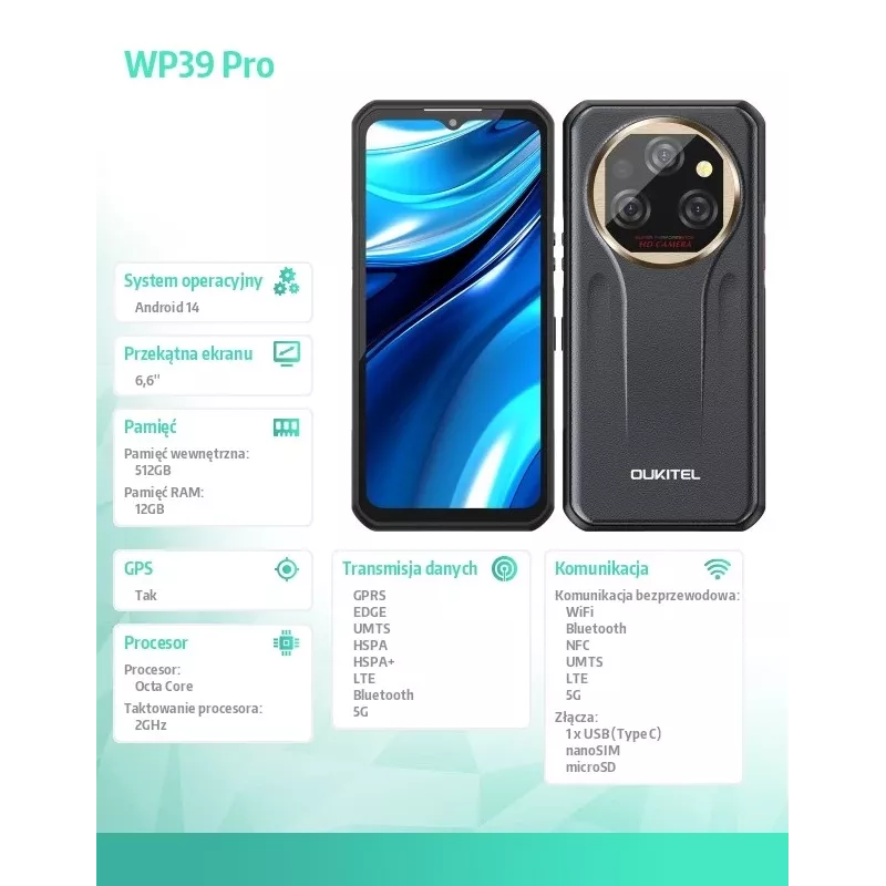 Smartphone Oukitel WP39 Pro 12/512 11000mAh Dourado