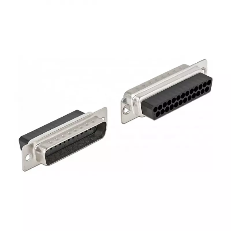 Ficha de crimpagem D-Sub 25 pinos para 2 x conector fêmea RJ45 DeLOCK 66833