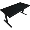 Secretária gaming de altura ajustável com motor duplo, carregador sem fios, iluminação RGB, painel de controlo e portas USB, tampo com superfície de melamina PB, preto