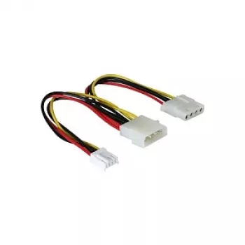Delock 82111 cabo de alimentação em Y, Molex 4 pinos macho para Molex 4 pinos fêmea + FDD de 3,5", 0,2 m