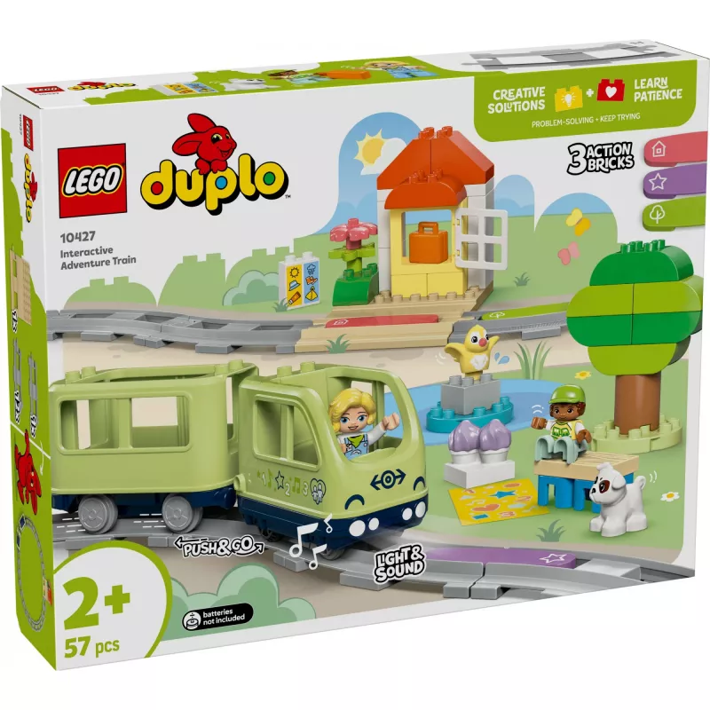 Conjunto de comboio de brincar LEGO DUPLO Aventuras interativas comboio 10427, 57 peças, 2 minifiguras, para crianças a partir dos 2 anos