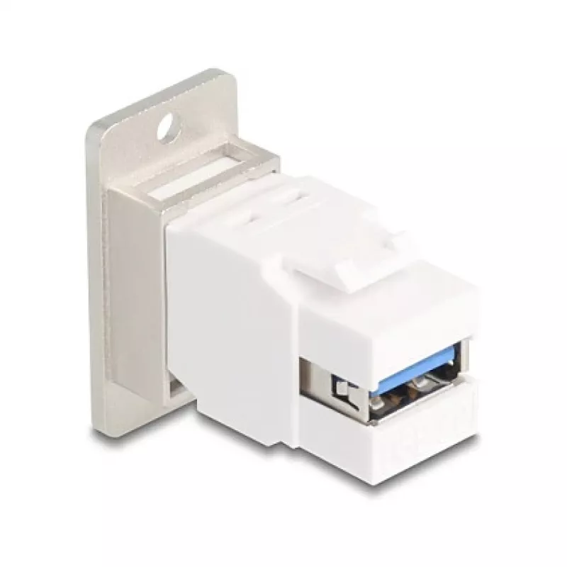 Módulo Keystone DELOCK 67337 montagem em painel USB Type-B para USB Type-A 5 Gbit/s, prateado/branco