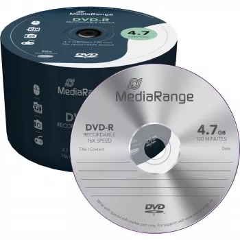 MediaRange - 50 x DVD-R - 4,7GB (120 Min.) 16x - Torre (MR444)