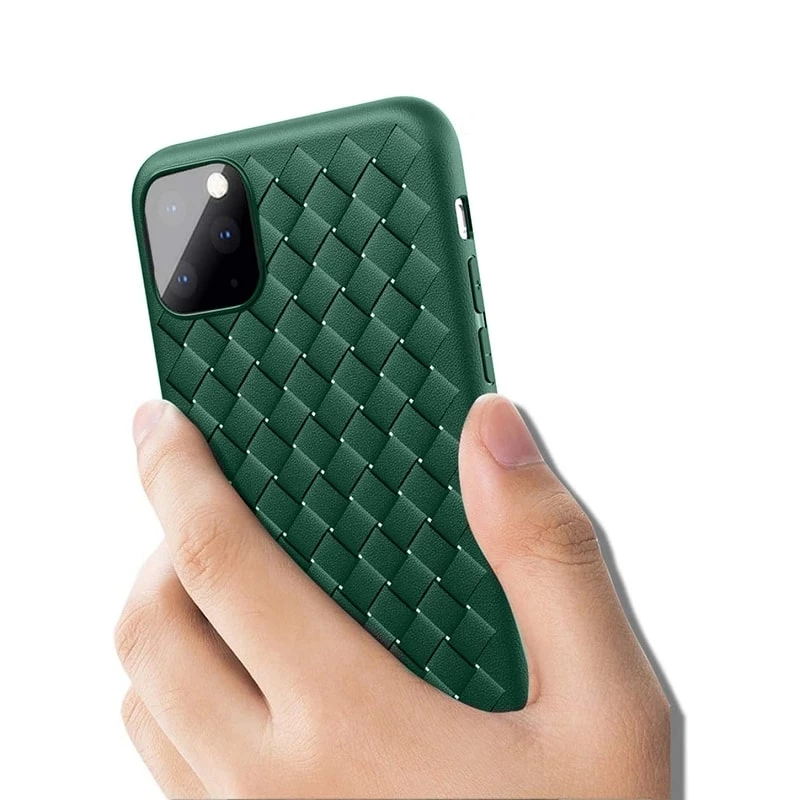 Capa protetora Devia para iPhone 11 Pro Max com padrão tecido, verde