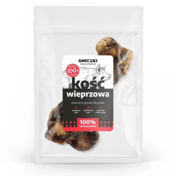 Osso para cães UNISZKI Pork Bone, unidade — sabor a porco, 0–200 g, sem cereais, para cães adultos, higiene dentária