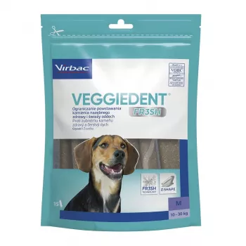 VIRBAC Veggiedent Fresh snacks de mastigar para higiene dentária de cães M — tamanho médio, guloseima de higiene dentária
