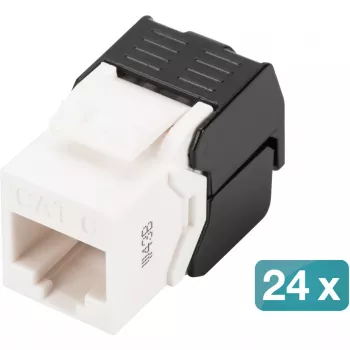 Keystone Jack Digitus CAT 6 não blindado 24 unid. Plano Preto Branco RJ-45