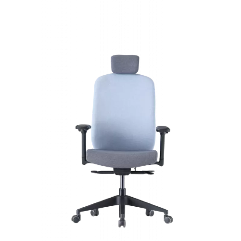Cadeira de escritório ergonómica Up Up Athene preta, cinzento + tecido azul