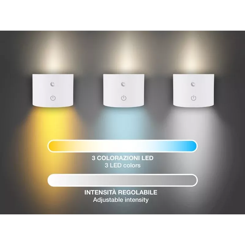 Beper P201UTP305 candeeiro LED recarregável de altura ajustável, de chão e para montagem na parede, 2,3 W, regulável, branco