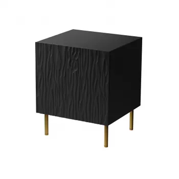 Conjunto de mesas de cabeceira 2 unid. cama meble JUNGLE — 53,5×40,5×44 cm, preto mate MDF/aglomerado, pernas douradas
