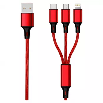 Cabo USB 2GO 797150 1,5m USB B USB C/Micro-USB B/Lightning vermelho