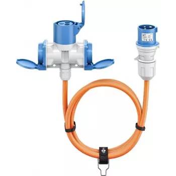 Cabo adaptador CEE Goobay ficha CEE para 1x conector fêmea CEE e 2x conector fêmea de contacto de proteção 1 (76231)