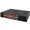 Switch de rede QOLTEC 52292 — Gigabit Ethernet PoE, 16x RJ45, 2x RJ45 uplink, 2x SFP