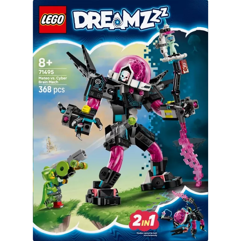 Brinquedo de construção LEGO 71495 Mateo vs. Mech Cyberbrain – conjunto de brincar com minifiguras e mech para construir