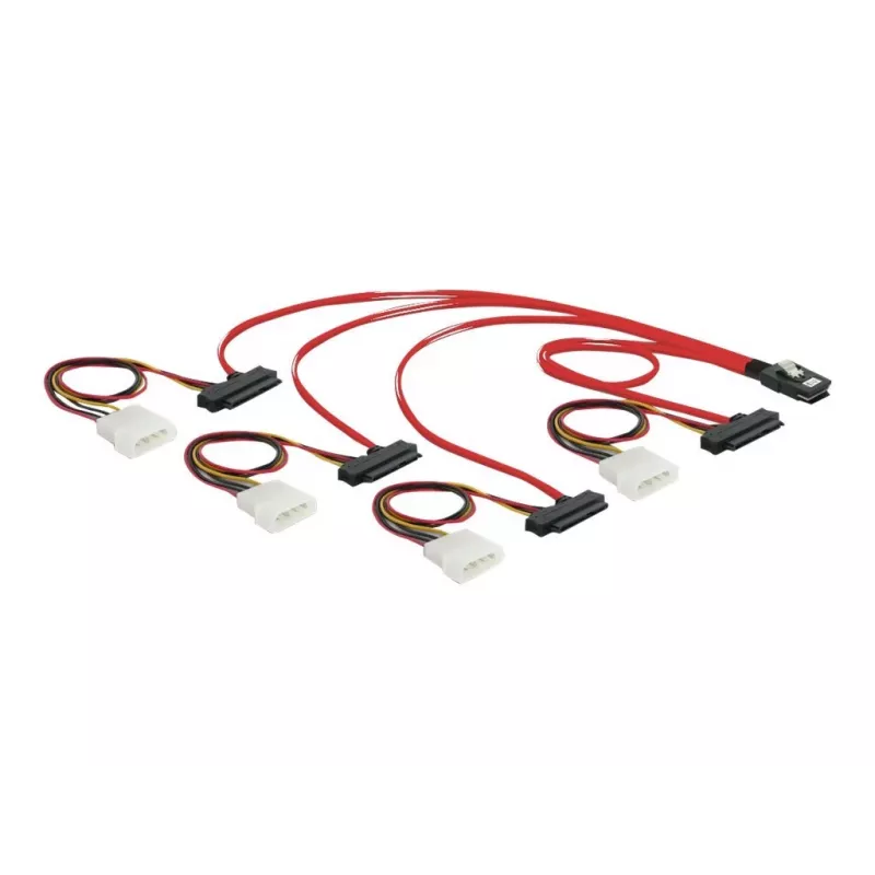 DeLOCK - Cabo SAS interno (Serial Attached SCSI) - 4-Lane - 36 pinos 4i Mini MultiLane - Alimentação interna, 4 pinos, SAS interno, 29 pinos (SFF-8482) - 50 cm (83059)