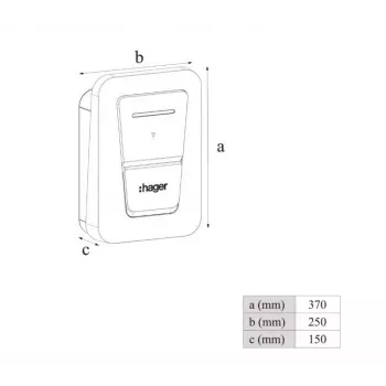 Posto de carregamento de VE de parede Hager witty one 11 kW de 3 fases com ficha Tipo 2, RFID, Bluetooth, cabo de 4,5 m, IP55, IK10