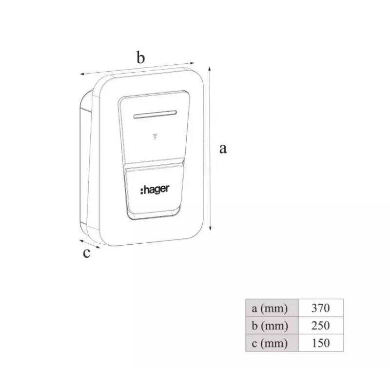 Posto de carregamento de VE de parede Hager witty one 11 kW de 3 fases com ficha Tipo 2, RFID, Bluetooth, cabo de 4,5 m, IP55, IK10
