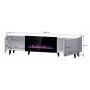 Móvel de TV Cama Meble PAFOS EF com lareira elétrica 180x42x49 cm, preto mate, 2 portas, 1400–1600 W