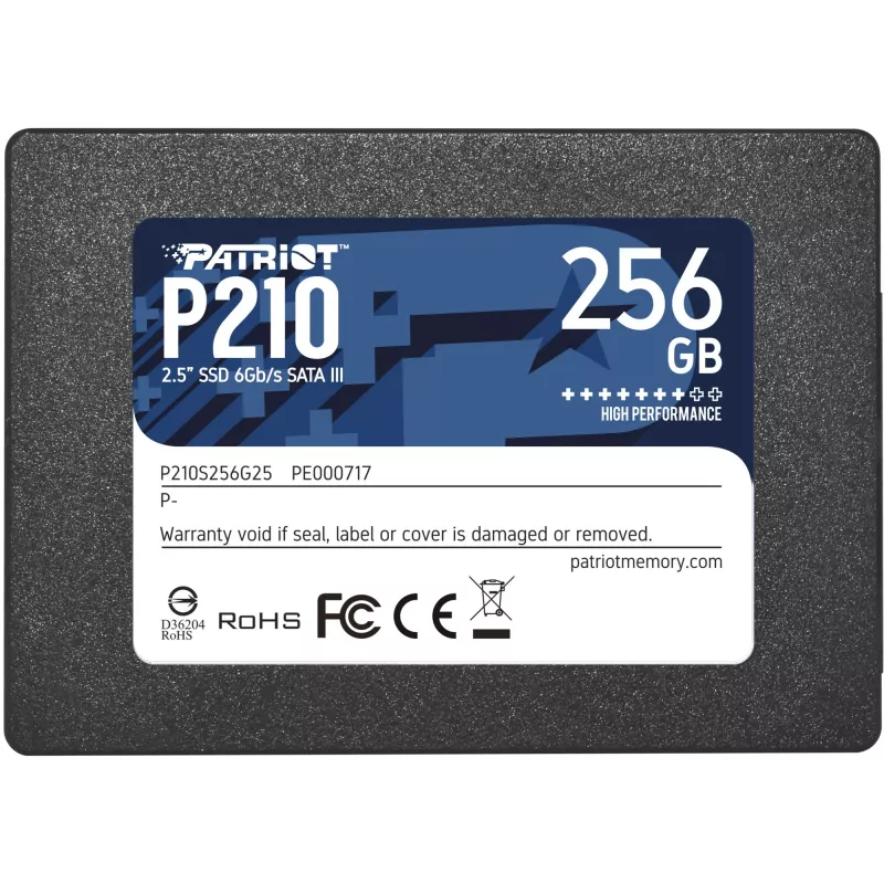 SSD SATA III 2,5 inch Patriot P210 256 GB — 500 MB/s leitura, 400 MB/s escrita, 7 mm