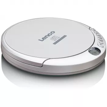 Leitor de CD portátil Lenco CD-201SI com função de audiolivro e carregamento, prateado