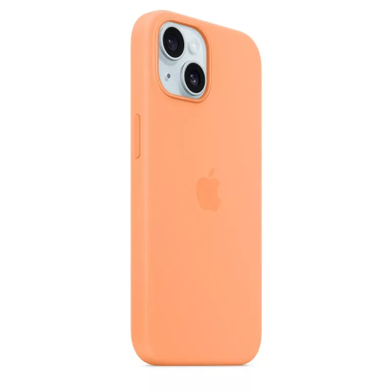 Capa de silicone Apple iPhone 15 com MagSafe – Orange Sorbet