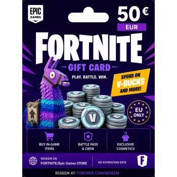 Cartão-presente Fortnite 50 EUR - código digital Epic Games