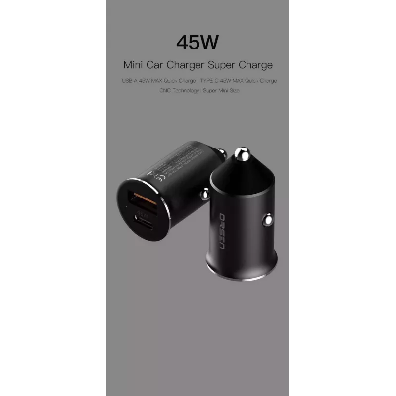 Carregador de automóvel Orsen C8 45W — carregamento rápido USB-C PD 45W, preto