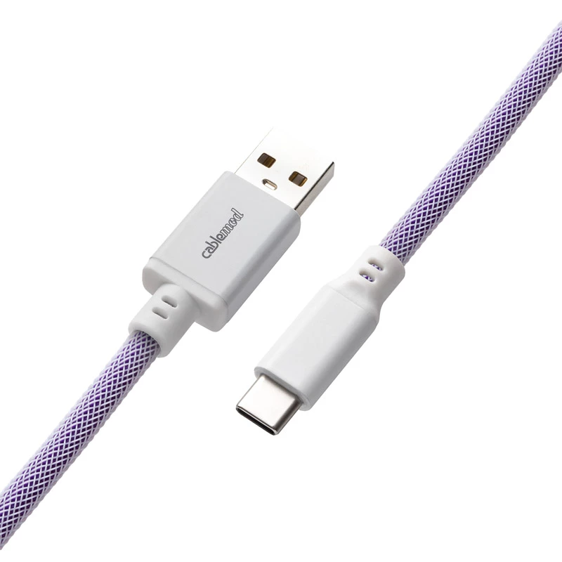 CableMod Classic Coiled CM-CKCA-CW-PW150PW-R cabo espiral para teclado, USB-C para USB-A, 150 cm, Rum Raisin