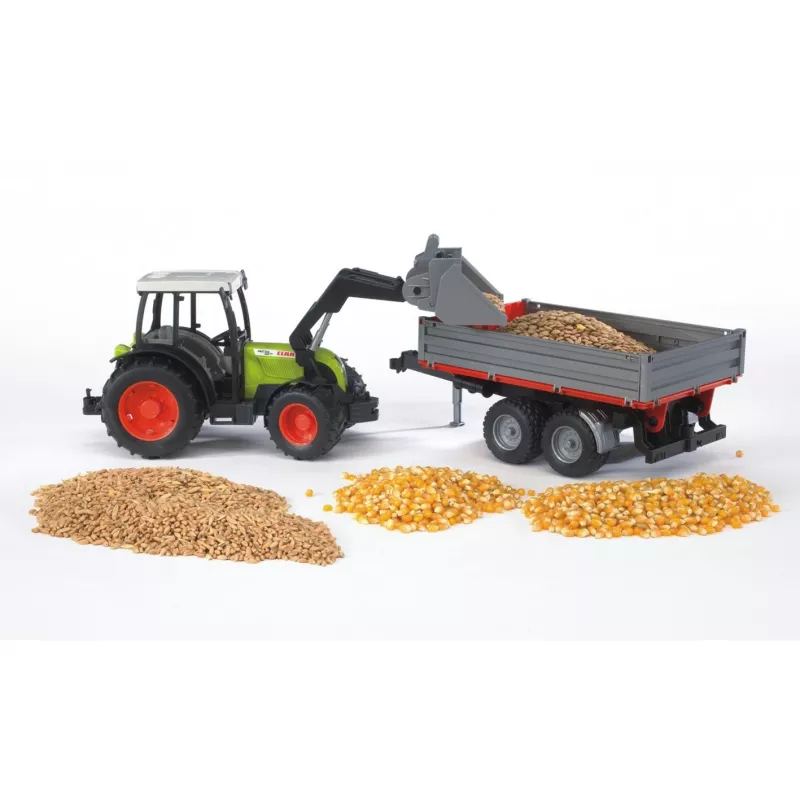 Trator de brinquedo Bruder Claas Nectis 267 F com atrelado basculante