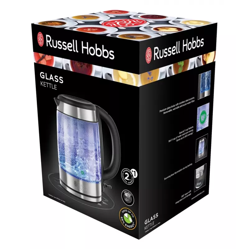Chaleira Russell Hobbs 1,7 L 2200 W aço inoxidável transparente