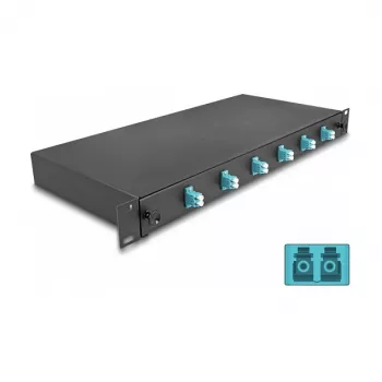Caixa de fusão de fibra ótica DeLOCK 66998 preto metal 482x220x44mm
