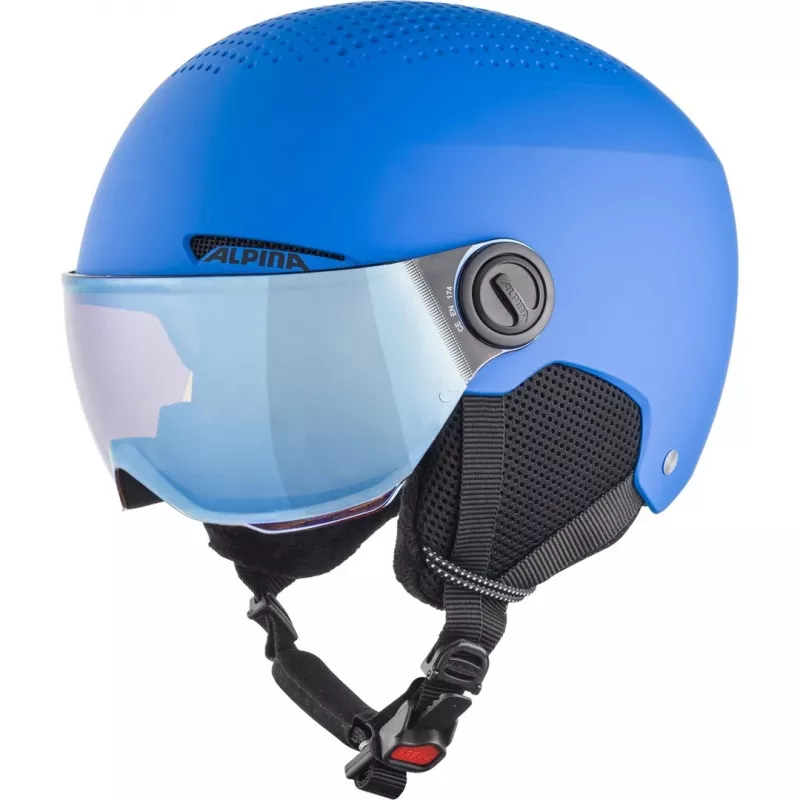 Capacete ALPINA ZUPO VISOR QLite — Capacete de Esqui para Criança, Casco Rígido, 54–58 cm, Visor Integrado, Run System Ergo Snow
