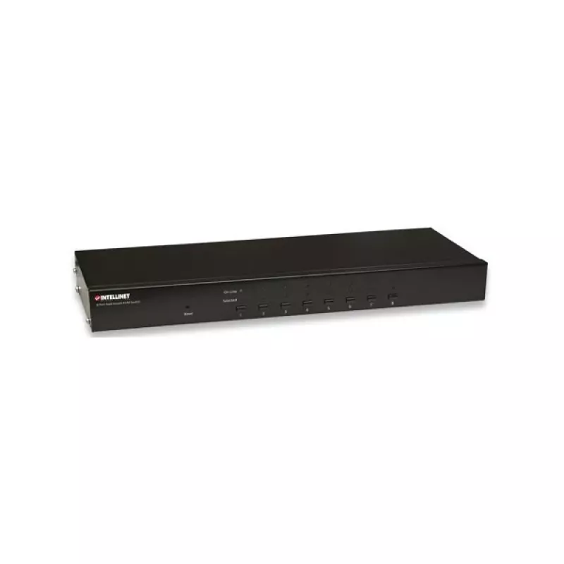 Comutador KVM Intellinet 8 portas para rack, combo USB + PS/2, On-Screen-Display, cabos incluídos (ficha europeia de 2 pinos)