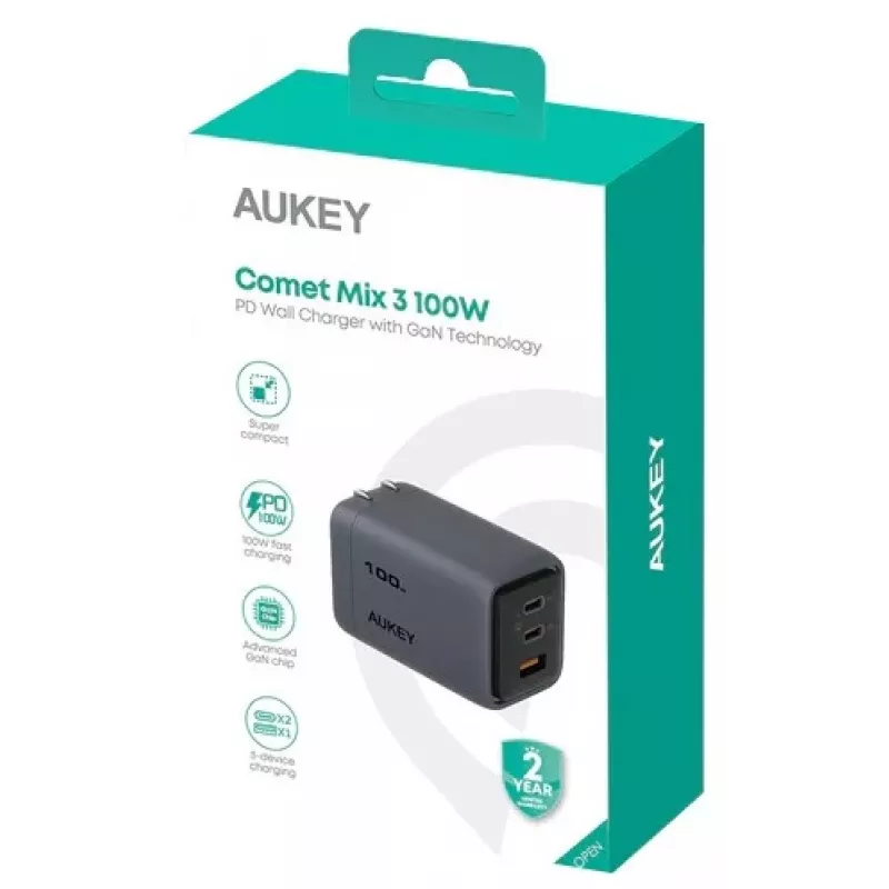 Carregador de parede Comet Mix 3 PA-C5 3xUSB (2xUSB-C e 1xUSB-A) 100W 5A QC5.0 PD3.0 AFC PPS FCP SCP