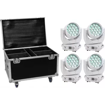 Conjunto de luz LED EUROLITE TMH-X4 White – 4 projetores com mala de transporte e rodas