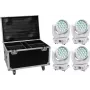 Conjunto de luz LED EUROLITE TMH-X4 White – 4 projetores com mala de transporte e rodas