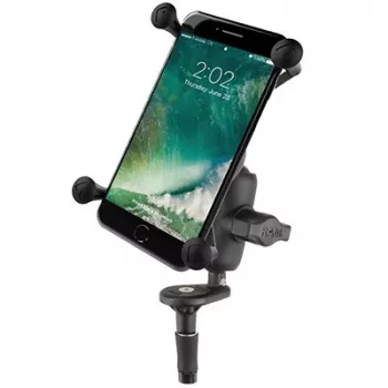 Suporte para telemóvel RAM Mounts X-Grip grande com base para coluna de direção de motociclo