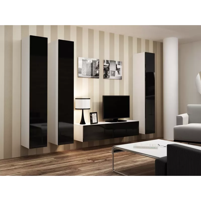 Armário fechado Cama VIGO '180' 180/40/30 branco/preto brilhante