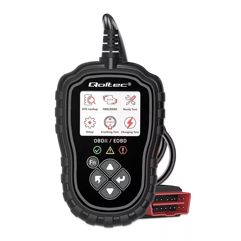 Testador de diagnóstico OBDII QOLTEC ProLine 50685 — scanner OBD-II automóvel para sistemas de 8V/25V