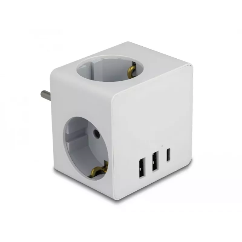 Adaptador de ficha de rede tipo F DeLOCK 11496 2 portas USB 5 V 2,4 A 3 A