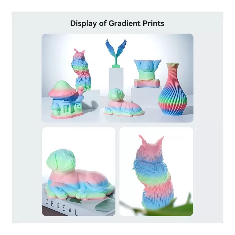 Filamento para impressão 3D Creality PLA 1,75 mm, 1 kg – azul/verde/rosa (Creality 3301010424)