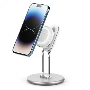 Suporte para telefone SODI SIM-300 prateado MagSafe – suporte de secretária para iPhone compatível com MagSafe
