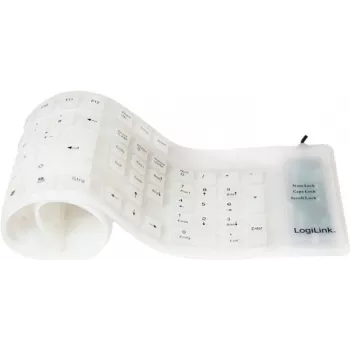 Teclado flexível de silicone LogiLink, com fios, branco - para o mercado: D / L / A - 1 unid. (ID0018A)