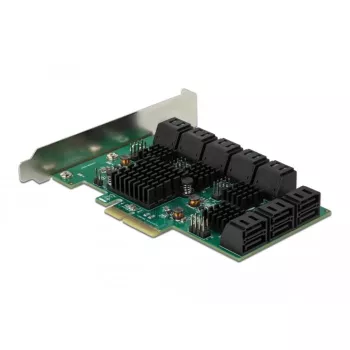 Placa DeLOCK 16 portas SATA PCI Express x4 6 Gbit/s verde cinzento