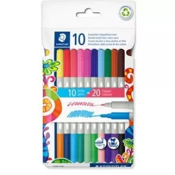 Marcador de ponta dupla e duas cores Staedtler 10 unid. modelo 200-14627 — 10 marcadores, ponta dupla, duas cores